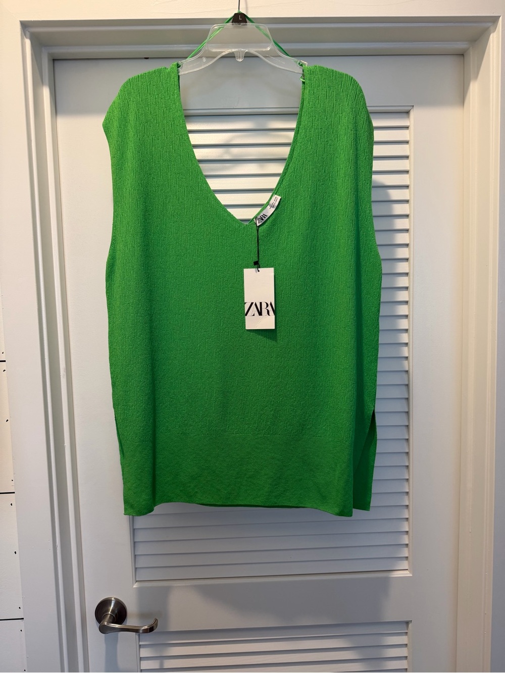Zara Bright Green V-Neck Tunic Top